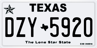 TX license plate DZY5920