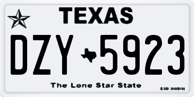 TX license plate DZY5923