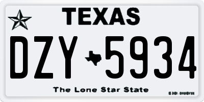 TX license plate DZY5934