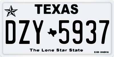 TX license plate DZY5937