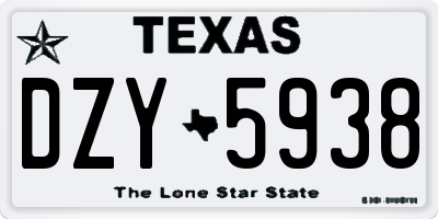 TX license plate DZY5938