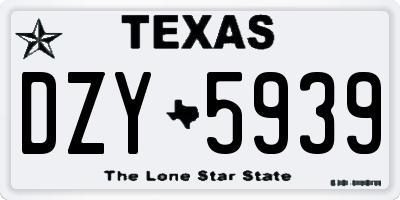 TX license plate DZY5939