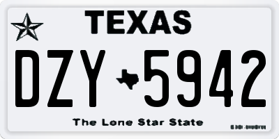 TX license plate DZY5942