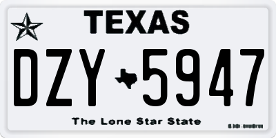 TX license plate DZY5947