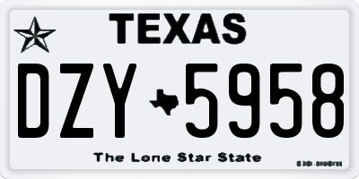 TX license plate DZY5958