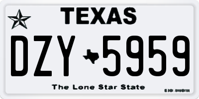 TX license plate DZY5959