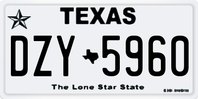 TX license plate DZY5960