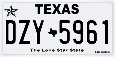 TX license plate DZY5961