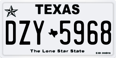 TX license plate DZY5968