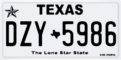 TX license plate DZY5986