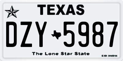 TX license plate DZY5987