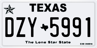 TX license plate DZY5991