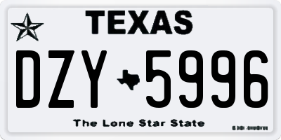TX license plate DZY5996