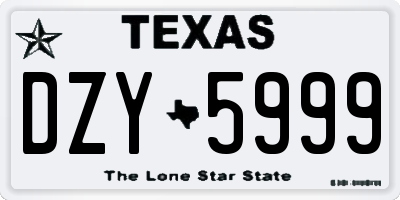 TX license plate DZY5999
