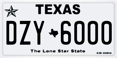 TX license plate DZY6000