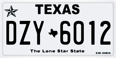 TX license plate DZY6012