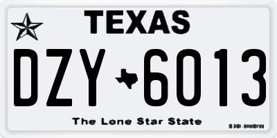 TX license plate DZY6013