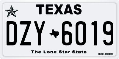 TX license plate DZY6019