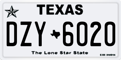 TX license plate DZY6020