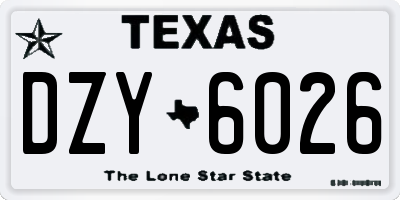 TX license plate DZY6026