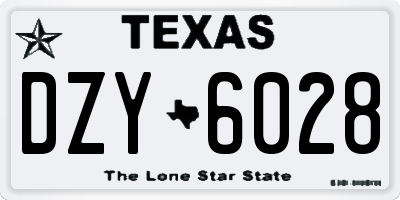 TX license plate DZY6028