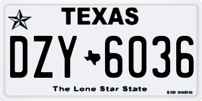 TX license plate DZY6036