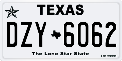 TX license plate DZY6062