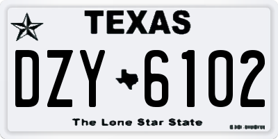 TX license plate DZY6102
