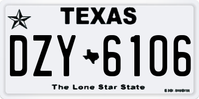 TX license plate DZY6106
