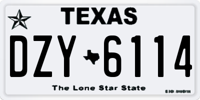 TX license plate DZY6114