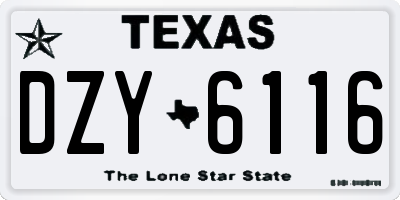 TX license plate DZY6116