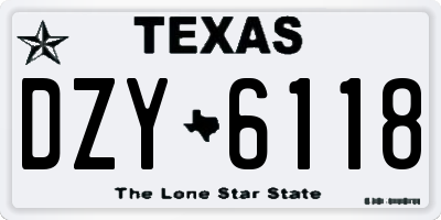 TX license plate DZY6118