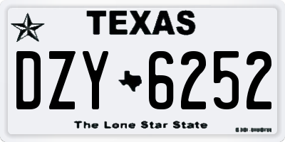 TX license plate DZY6252