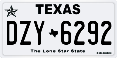 TX license plate DZY6292