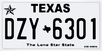 TX license plate DZY6301