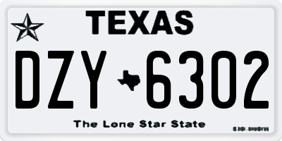 TX license plate DZY6302