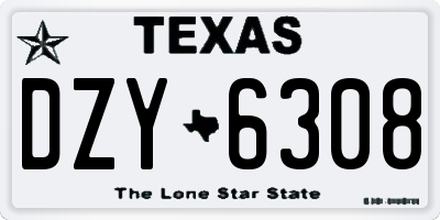TX license plate DZY6308
