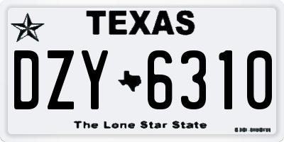 TX license plate DZY6310