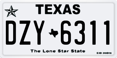 TX license plate DZY6311