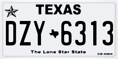 TX license plate DZY6313