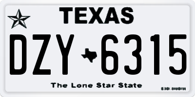 TX license plate DZY6315