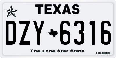 TX license plate DZY6316