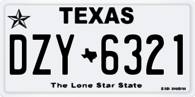 TX license plate DZY6321