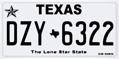TX license plate DZY6322
