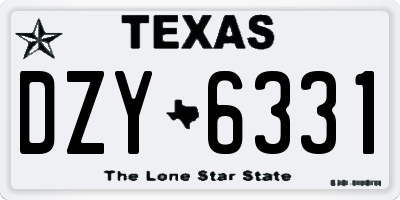 TX license plate DZY6331