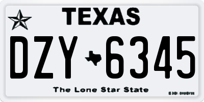 TX license plate DZY6345