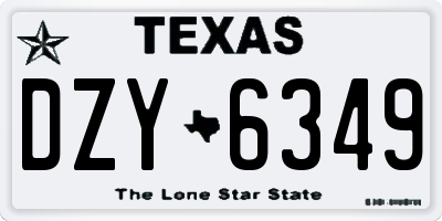 TX license plate DZY6349