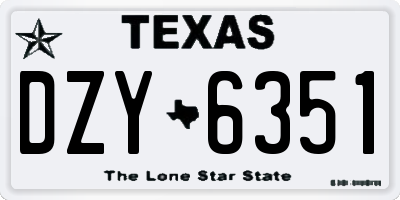 TX license plate DZY6351