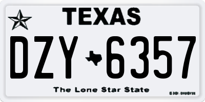 TX license plate DZY6357