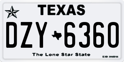 TX license plate DZY6360